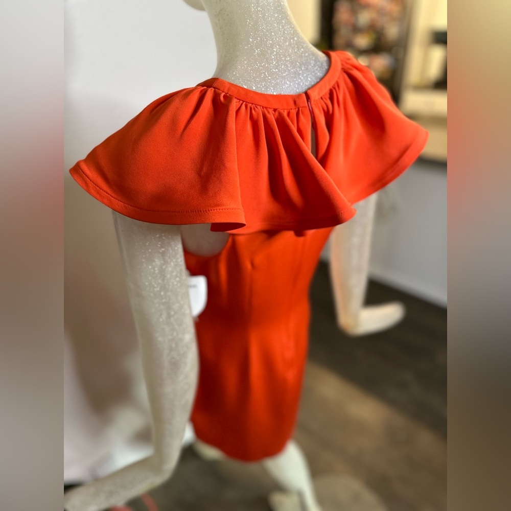 Jay Godfrey Orange Sleeveless Ruffle Collar Mini Dress. New With Tags! Size 4 - Picture 7 of 14